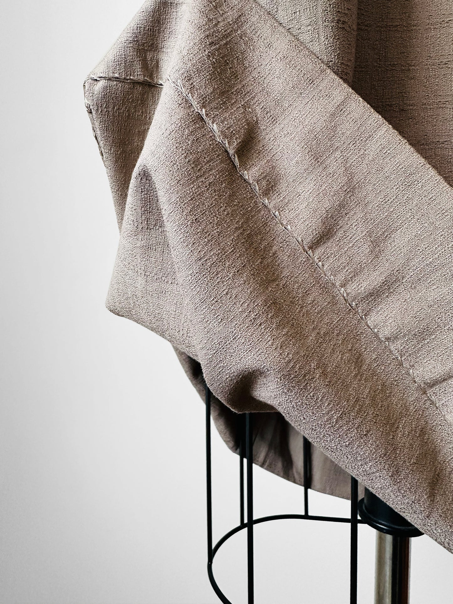 1960s Greige Zip Back Little Devil Button Detail Dress - Sz. M