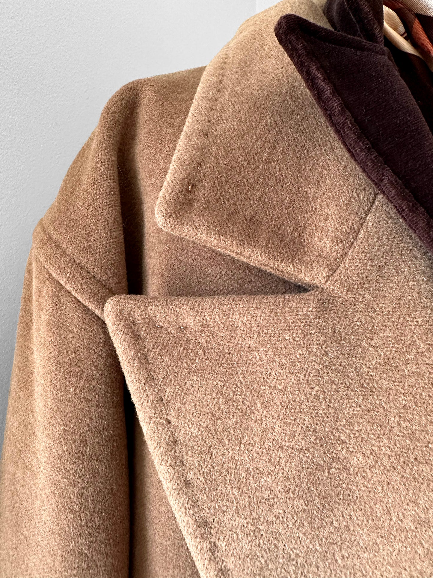 1980s Tan Agatha Girls Paris Lambswool Cashmere Blended Overcoat - Sz. S-L