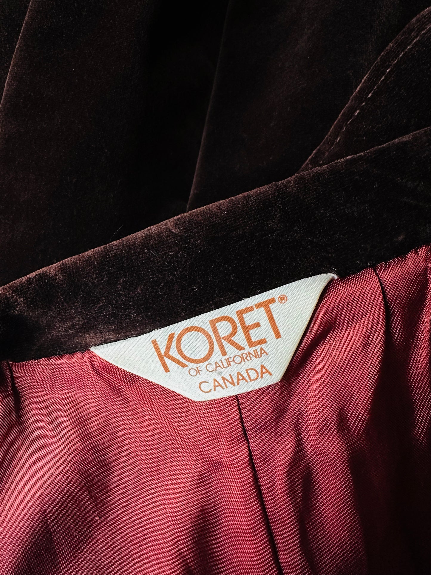 1970s reddish brown KORET velvet tapered waist blazer - Sz. Sm
