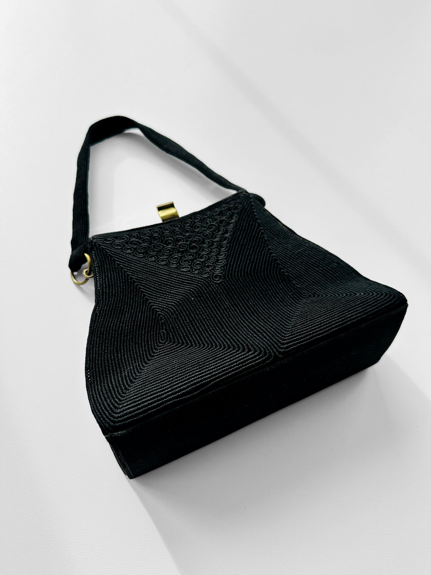 1940s - 1950s Black and Gold Cordé Purse