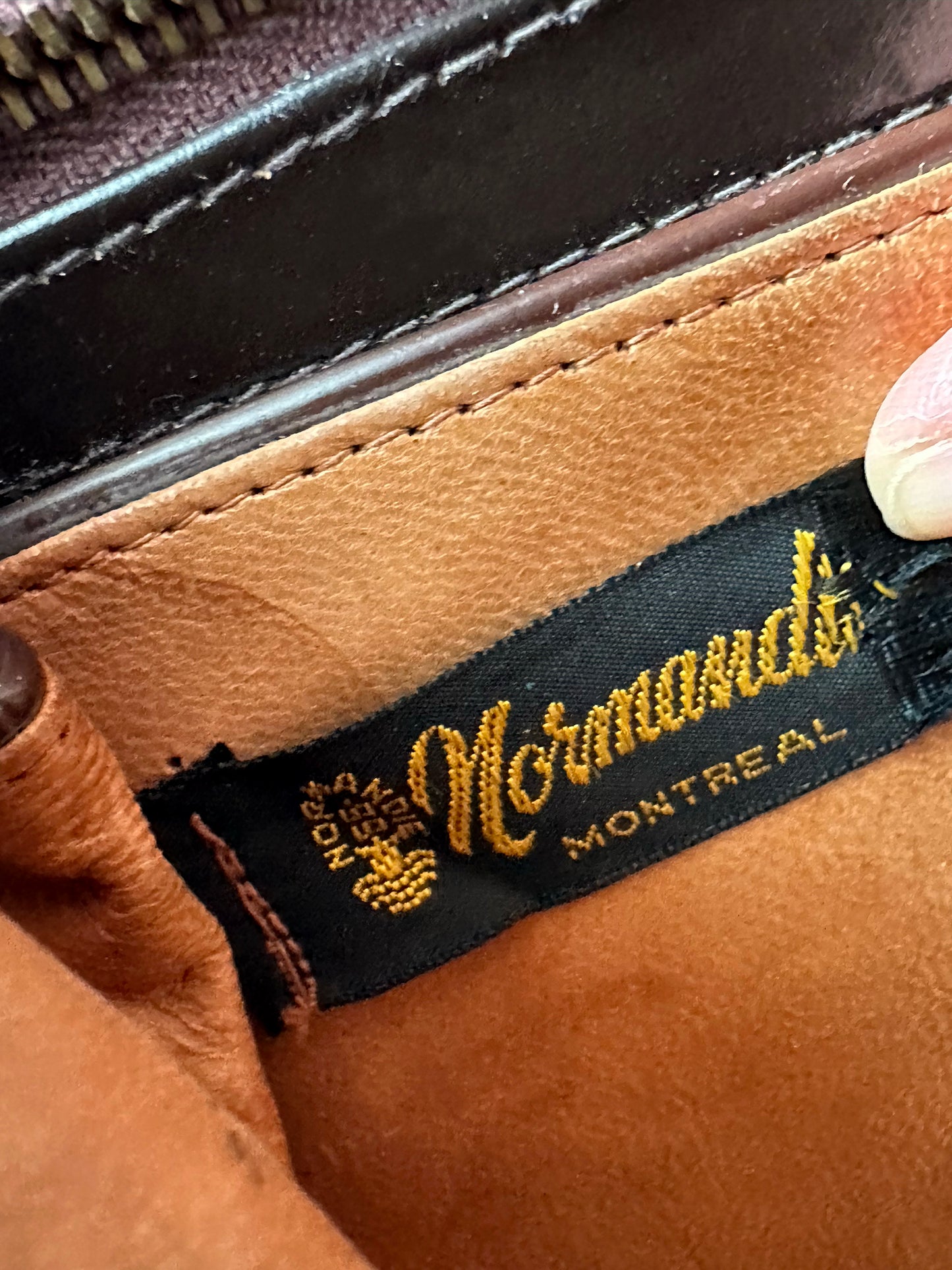 1960s Dark Brown Black Top Handle Leather Tortoise Shell Frame Bag