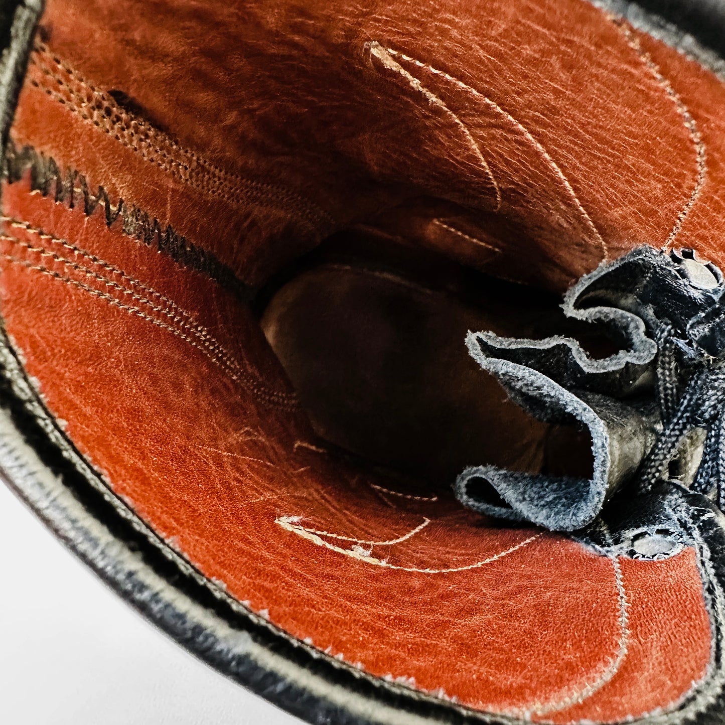 Black Leather BILTRITE Stitch Patterned Combat Lace-up Boots