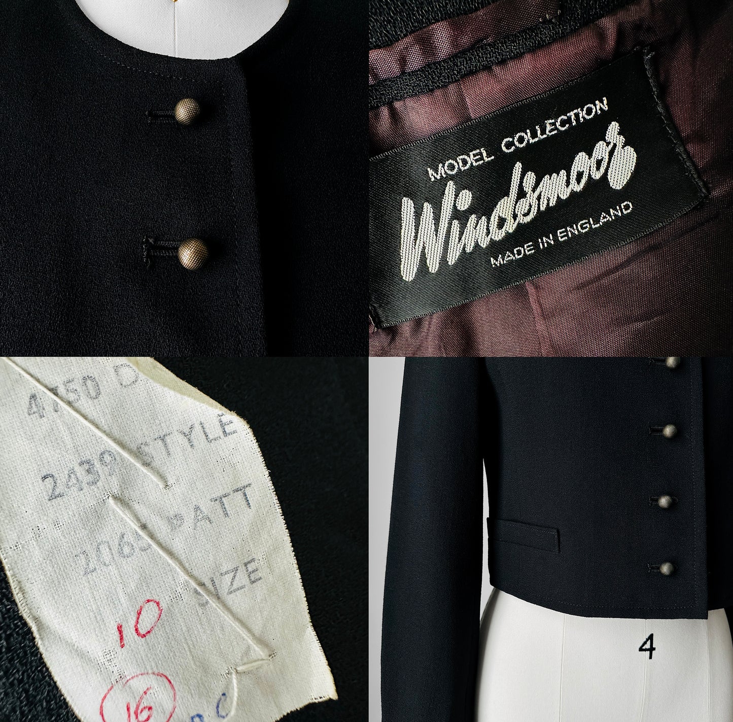 1990s Black Short Waisted Jacket- Sz. XS