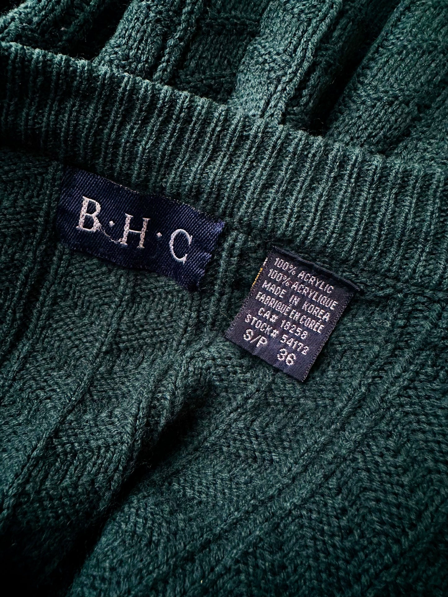 1980s Hunter Green Knit Cardigan - Sz. S/M