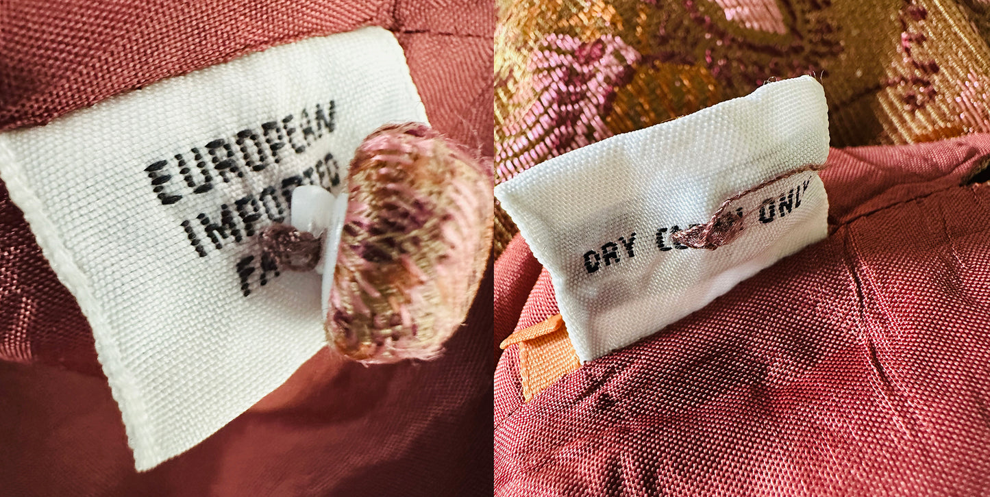 1990s Fitted Button Front European Silk Brocade Top- Sz. XS/S
