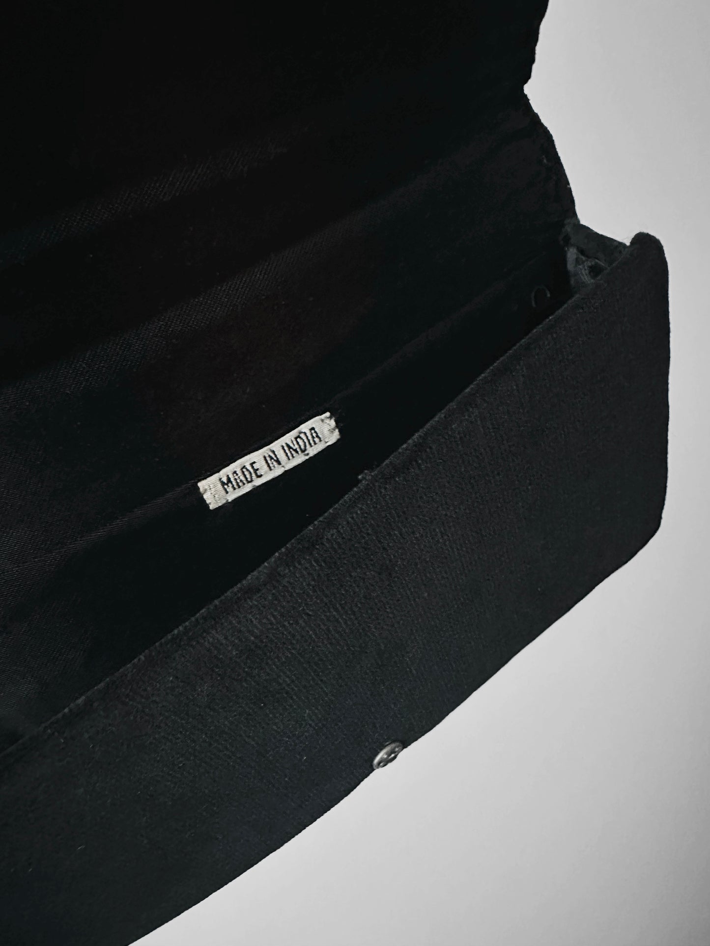 1940s - 1950s Black Velvet Metallic Thread Embroidery Clutch