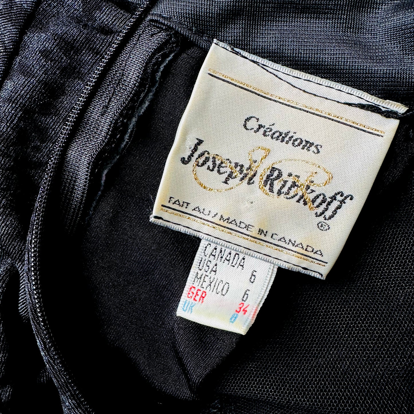 1990s Black Patterned Short-Sleeve Fitted Dress - Sz. S/M