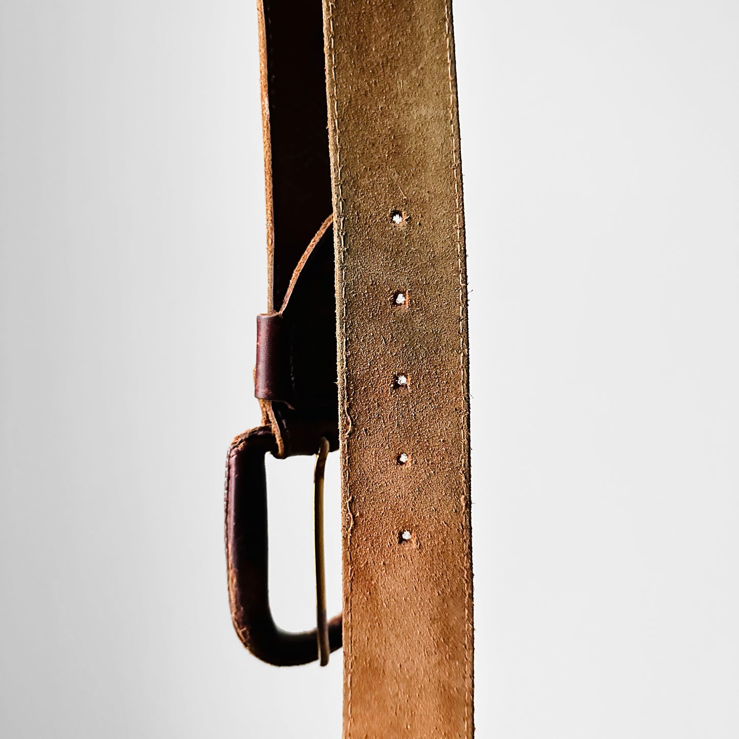 Well-Worn Buttery Soft Auburn Leather Buckle Belt - Sz. 27 - 30.5 inch