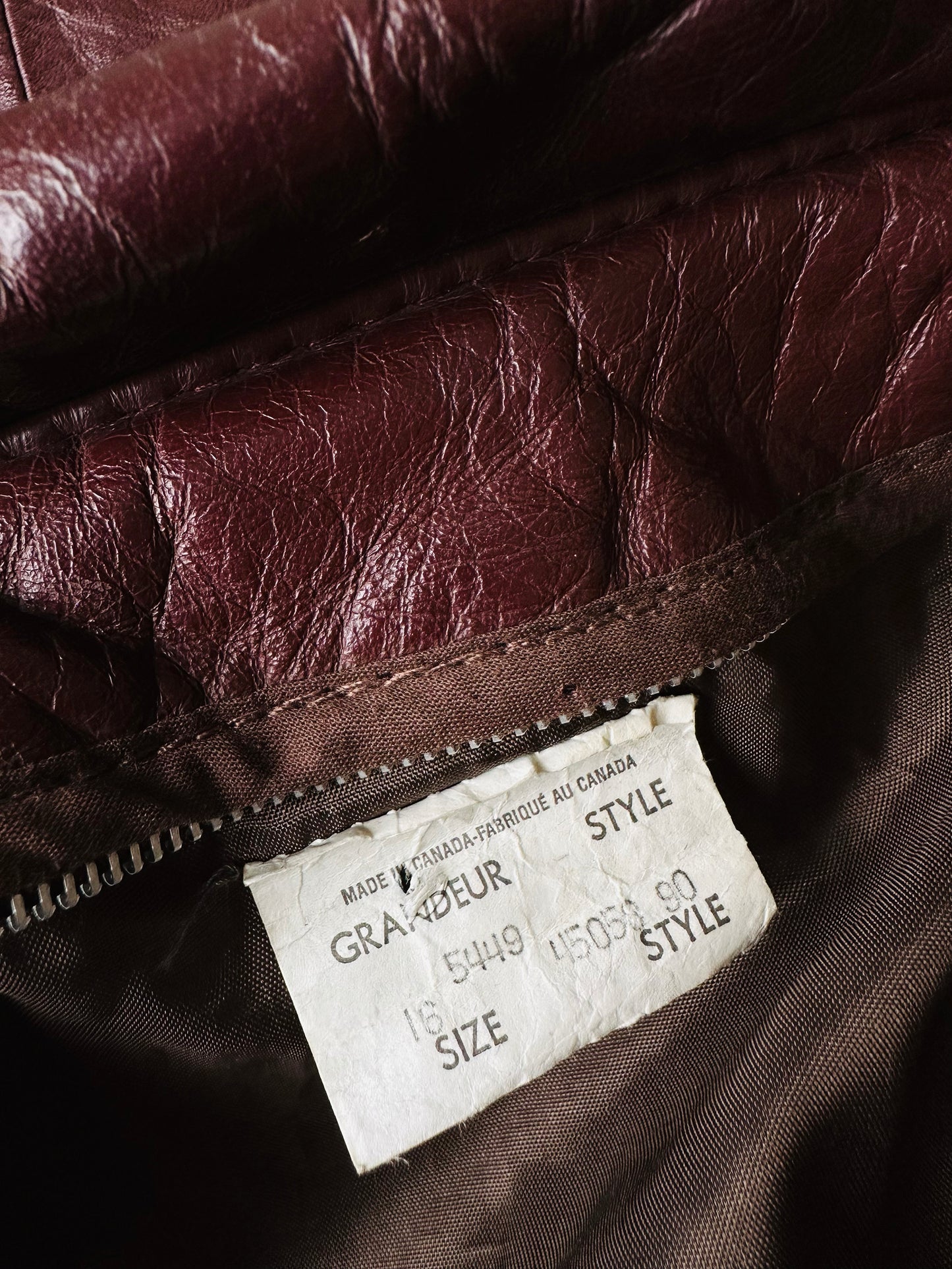 70s Maroon Tapered Waist Leather Jacket - Sz. S/M