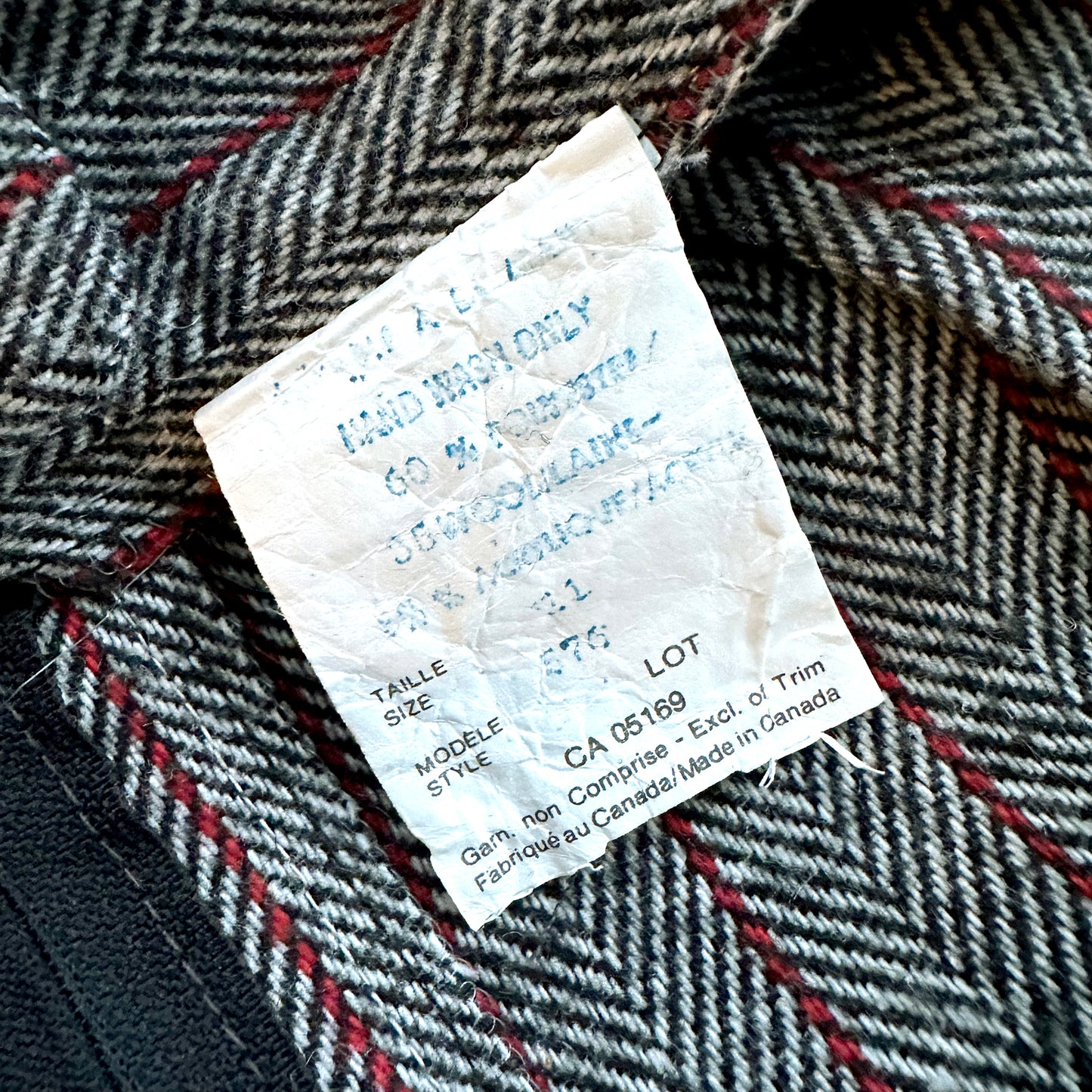 1980s Grey Red Stripe Wool Pleated Pocket Skirt - Sz. Small