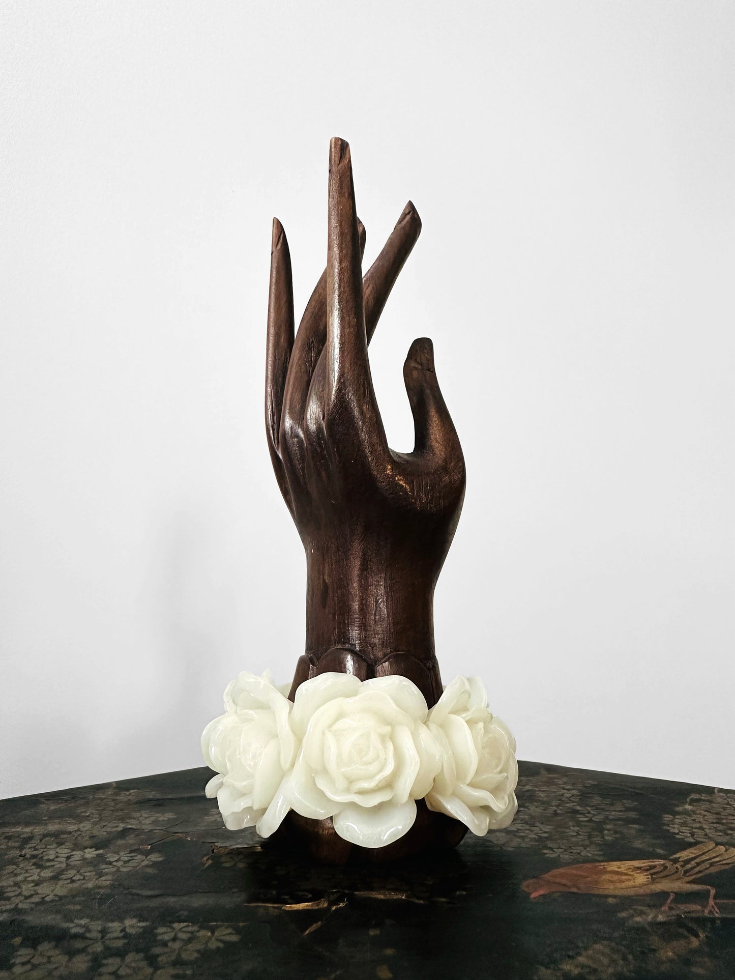 Vintage 1980s Cream Rose Florette Elastic Stretch Bracelet