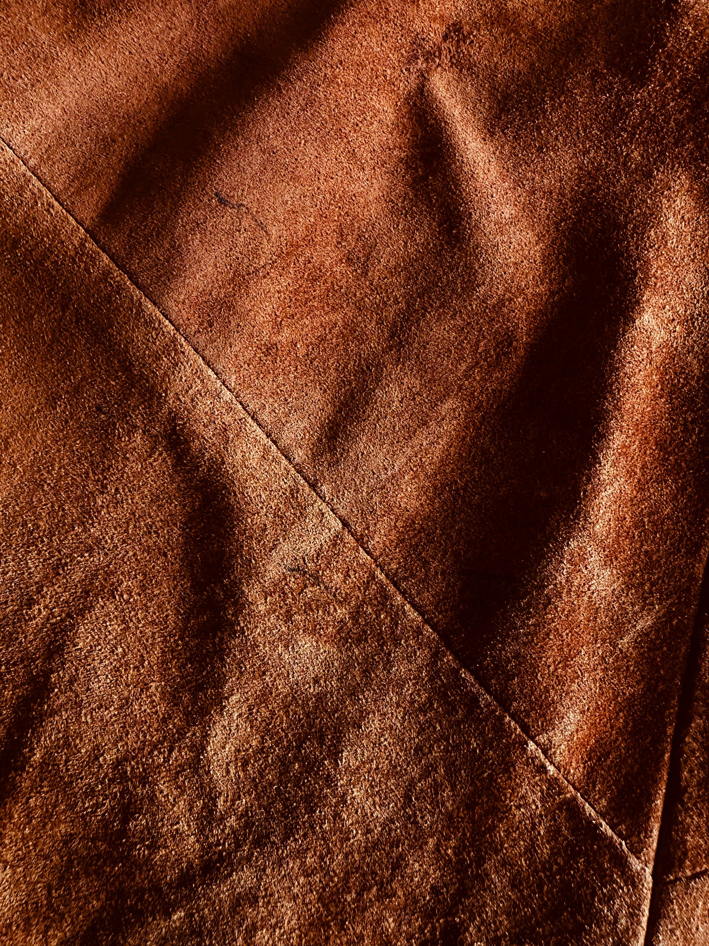 1980s Whiskey Toned Suede Leather Skirt - Sz. Sm