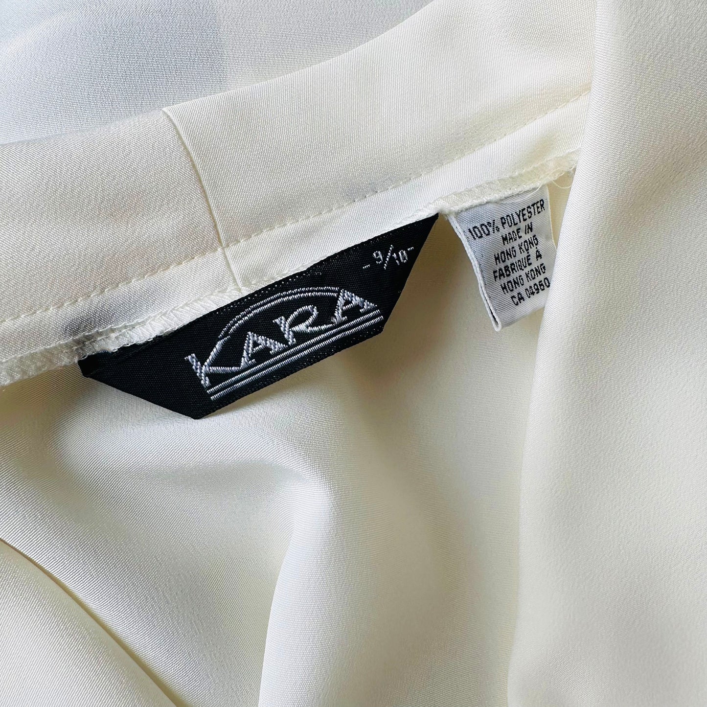 1980s Short Sleeve Cream Double Breasted Collared Blouse - Sz. S/M