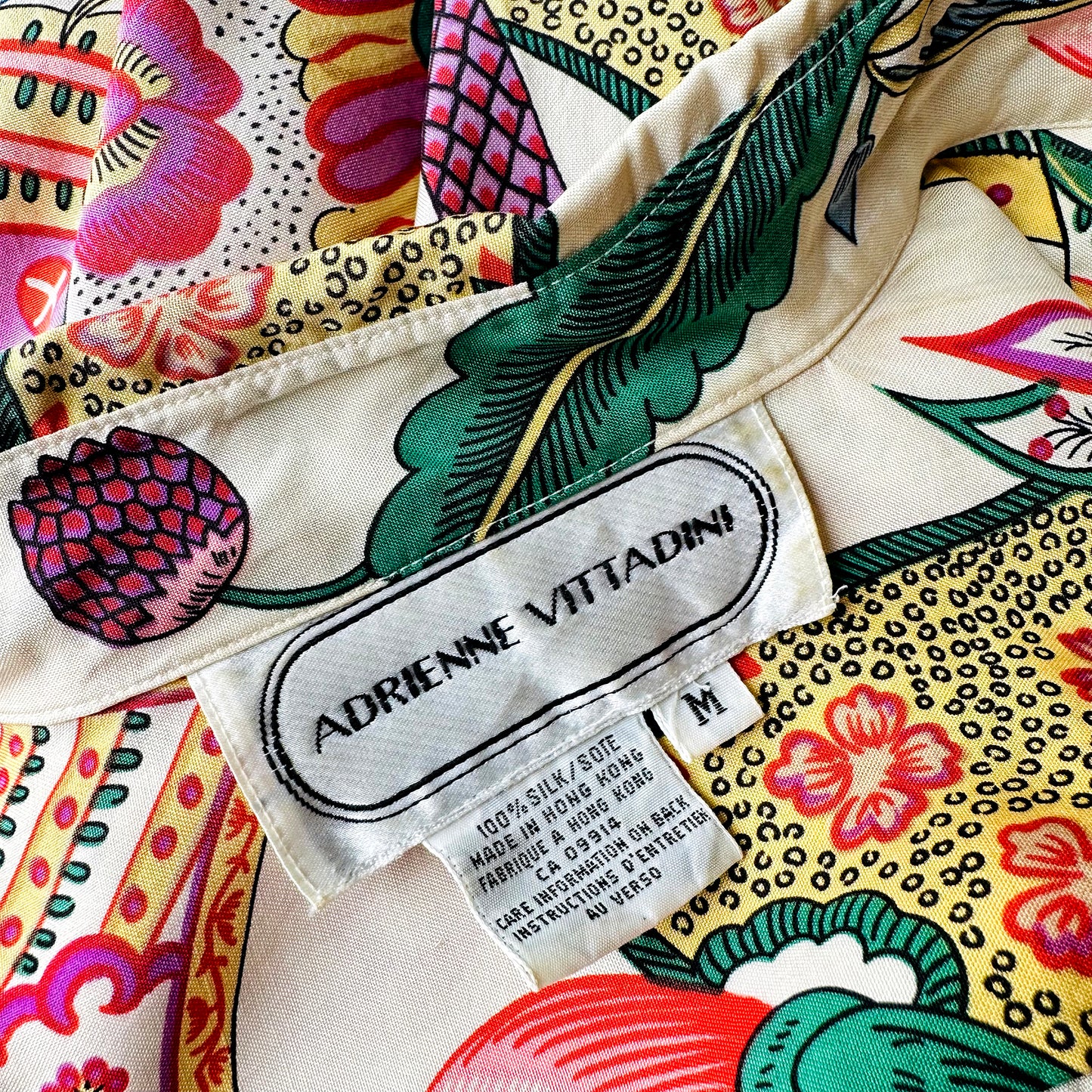 1980s Adrienne Vittadini Floral Silk Blouse - Sz. S/M