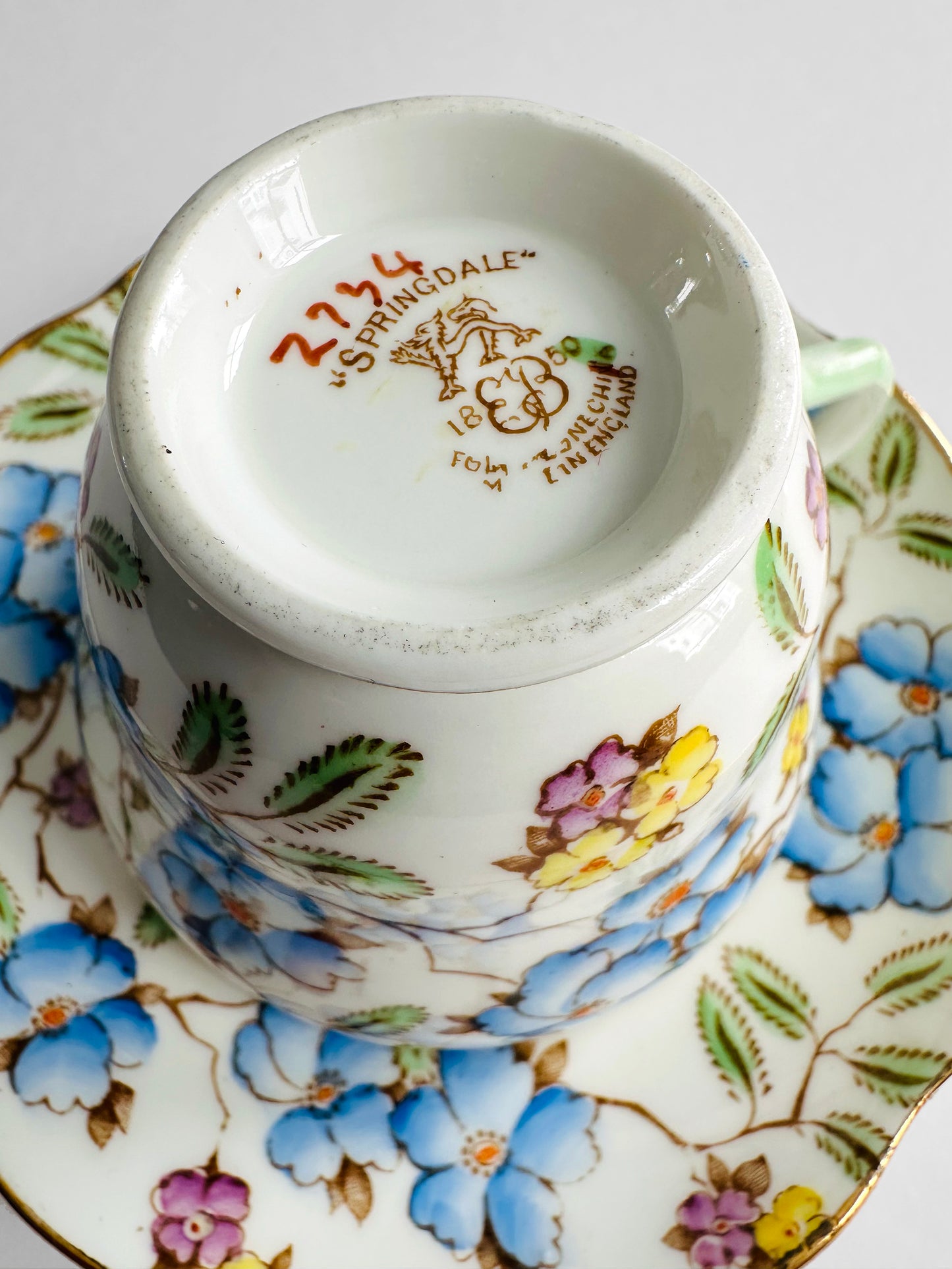 Vintage 1960s Single Serving Springdale Foley Made in England Tea Cup and Saucer Set
