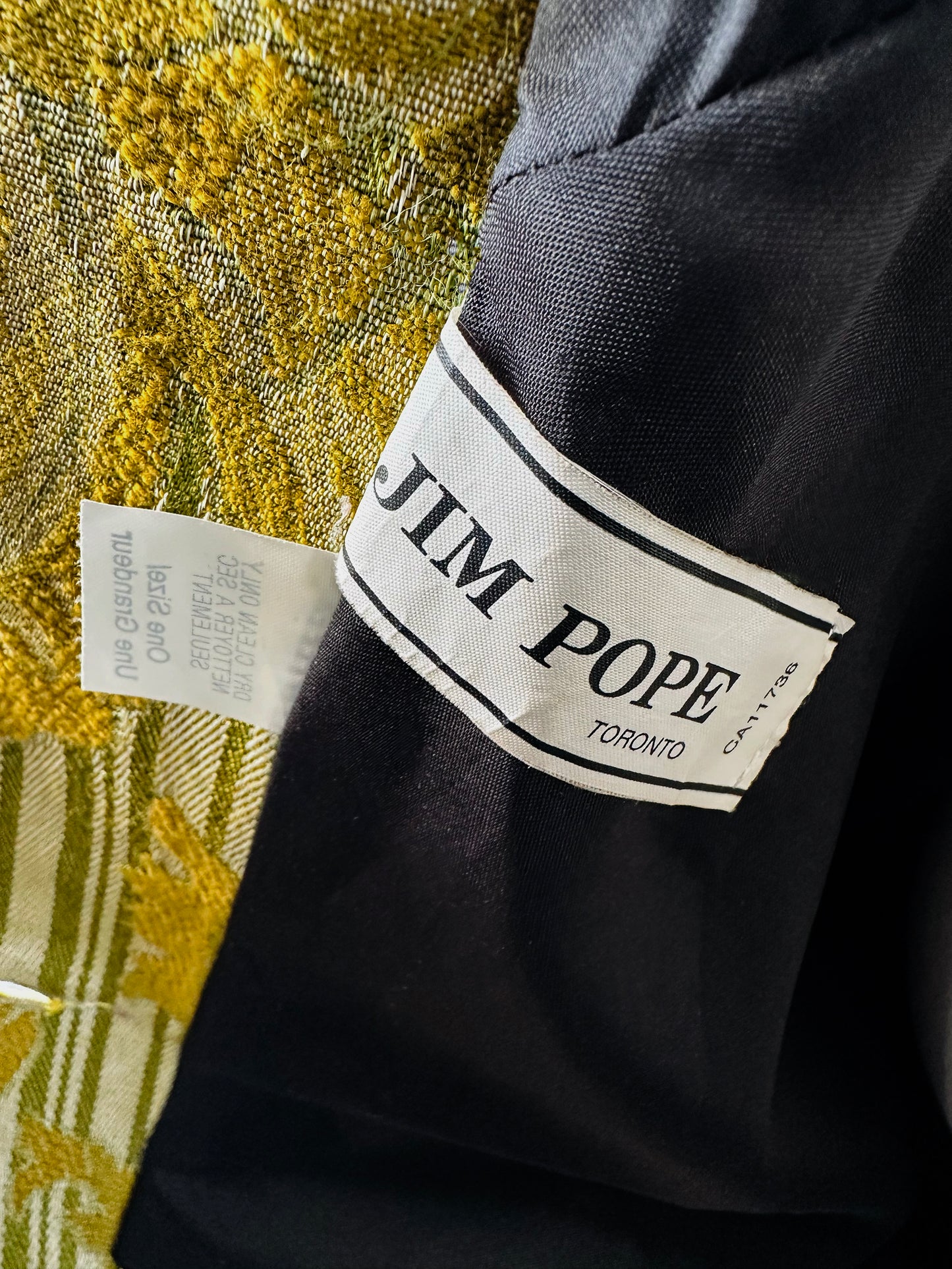 1970s - 1980s Jim Pope Toronto Designer Chartreuse Textured Double Button Jacket - S/M