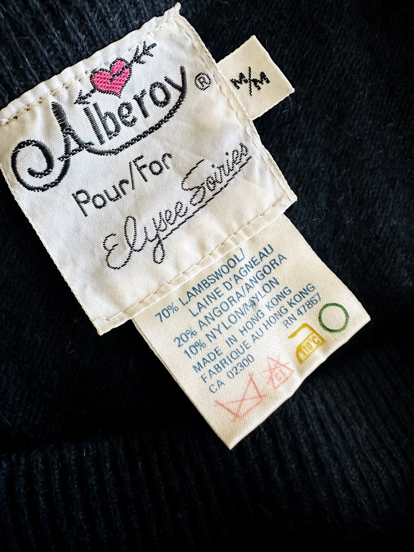 1970s Black Lambswool and Angora Fitted Boatneck Knit Dress - Sz. XS/S