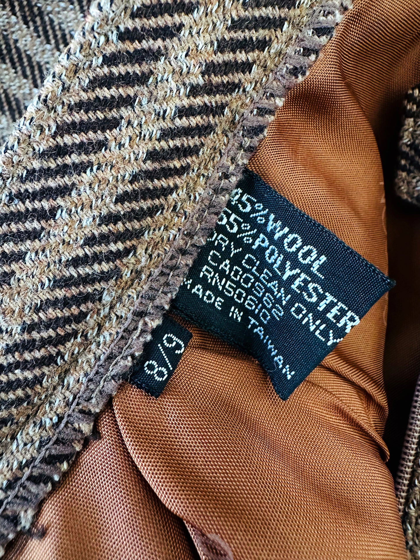 1970s Taupe and Dark Brown Stripe Aline Wool Sasson Skirt - Sz. S