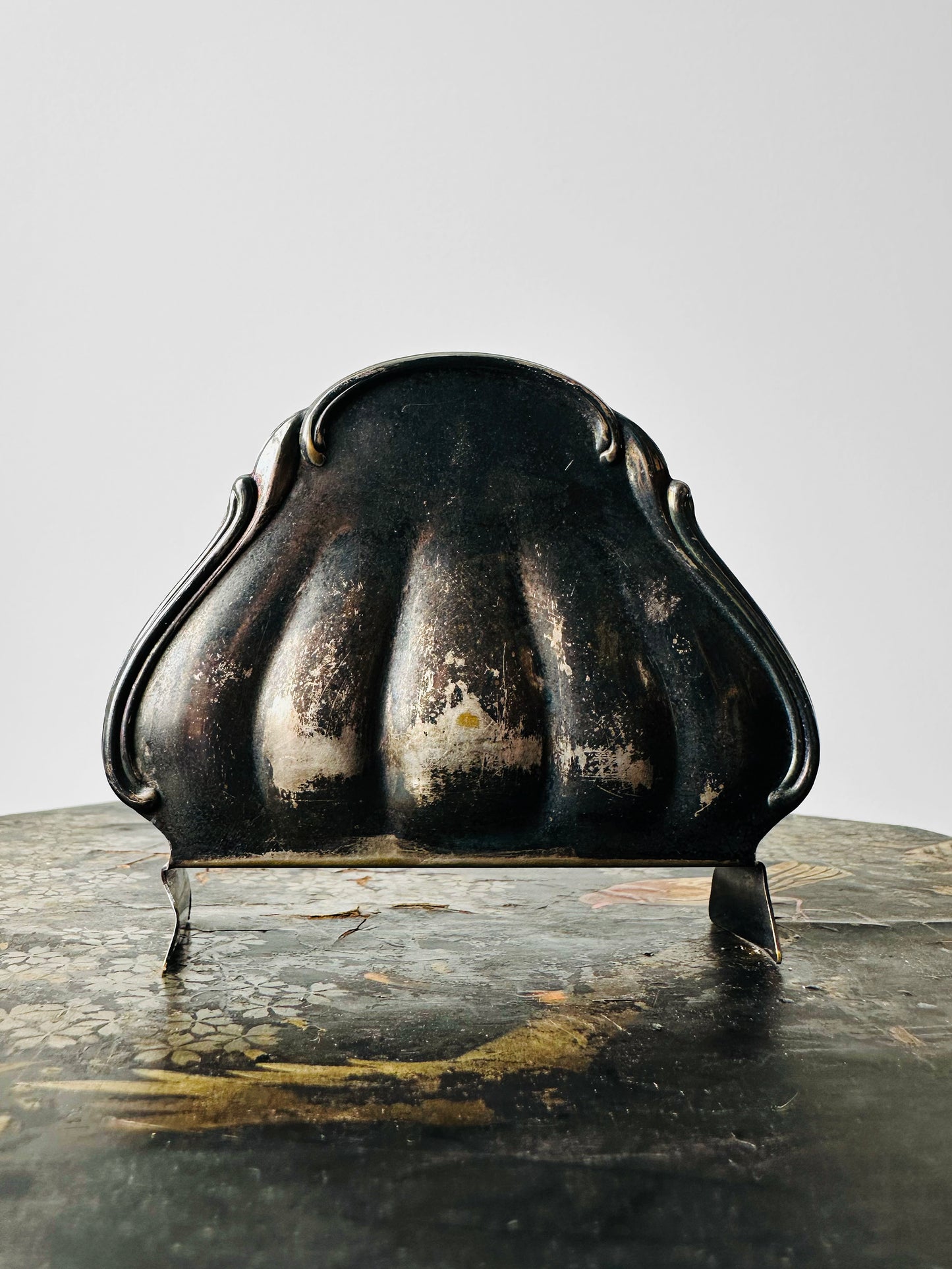 Antique Late 19th Century Tarnished Silver Plated Swedish Shell Holder