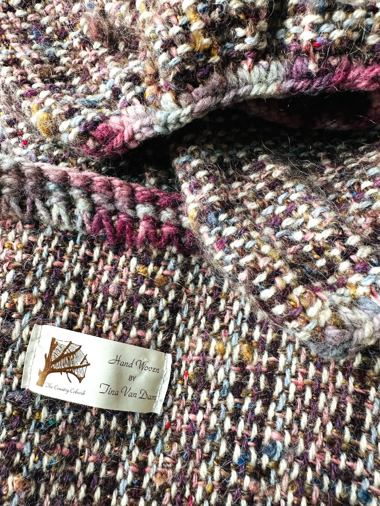 1980s Handknit Mixed Yarn Wool Oversized Cardigan - Sz. O/S