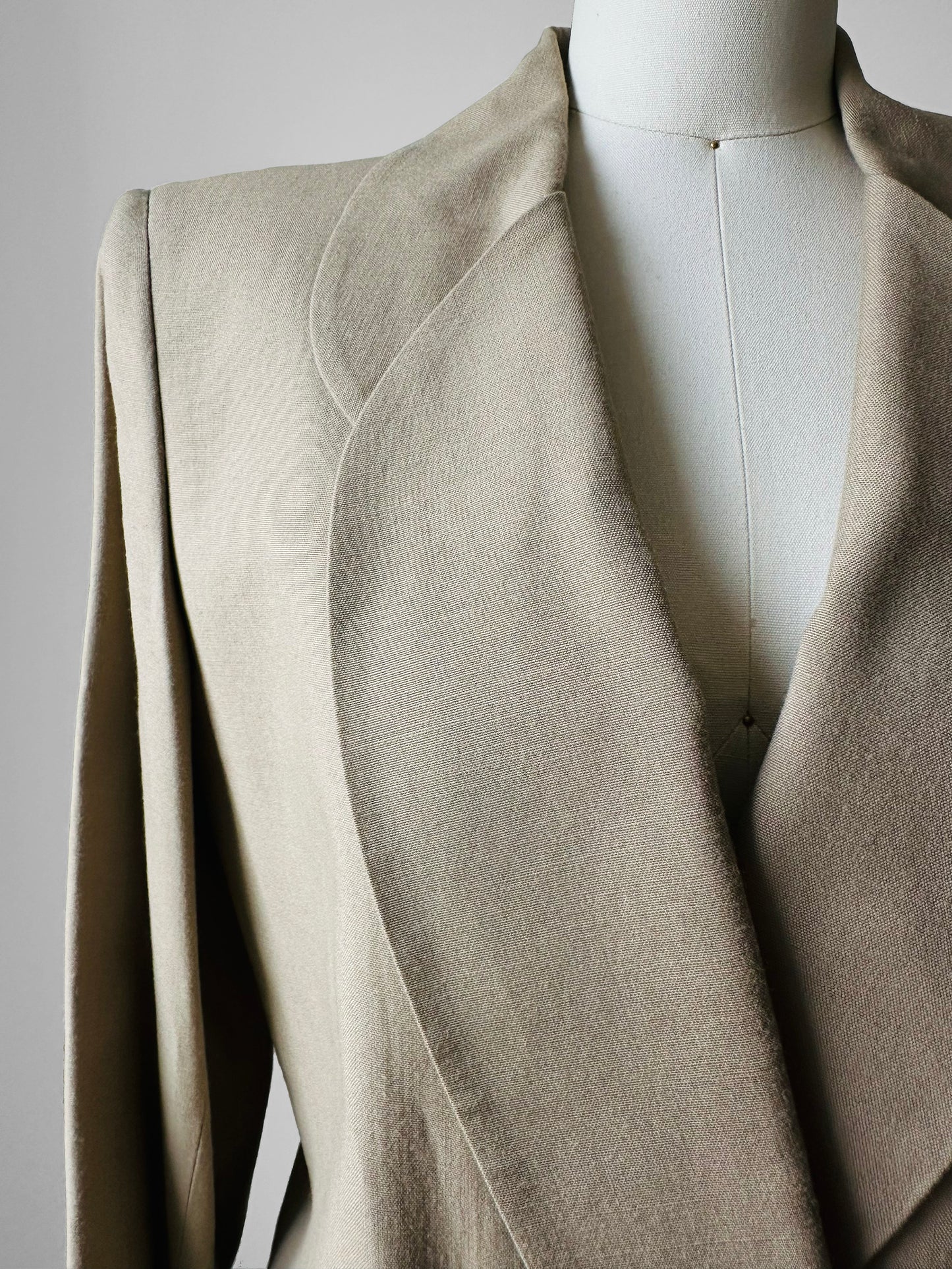 1980s Beige Gold Button Double Breasted Blazer Jacket - Sz. S/M