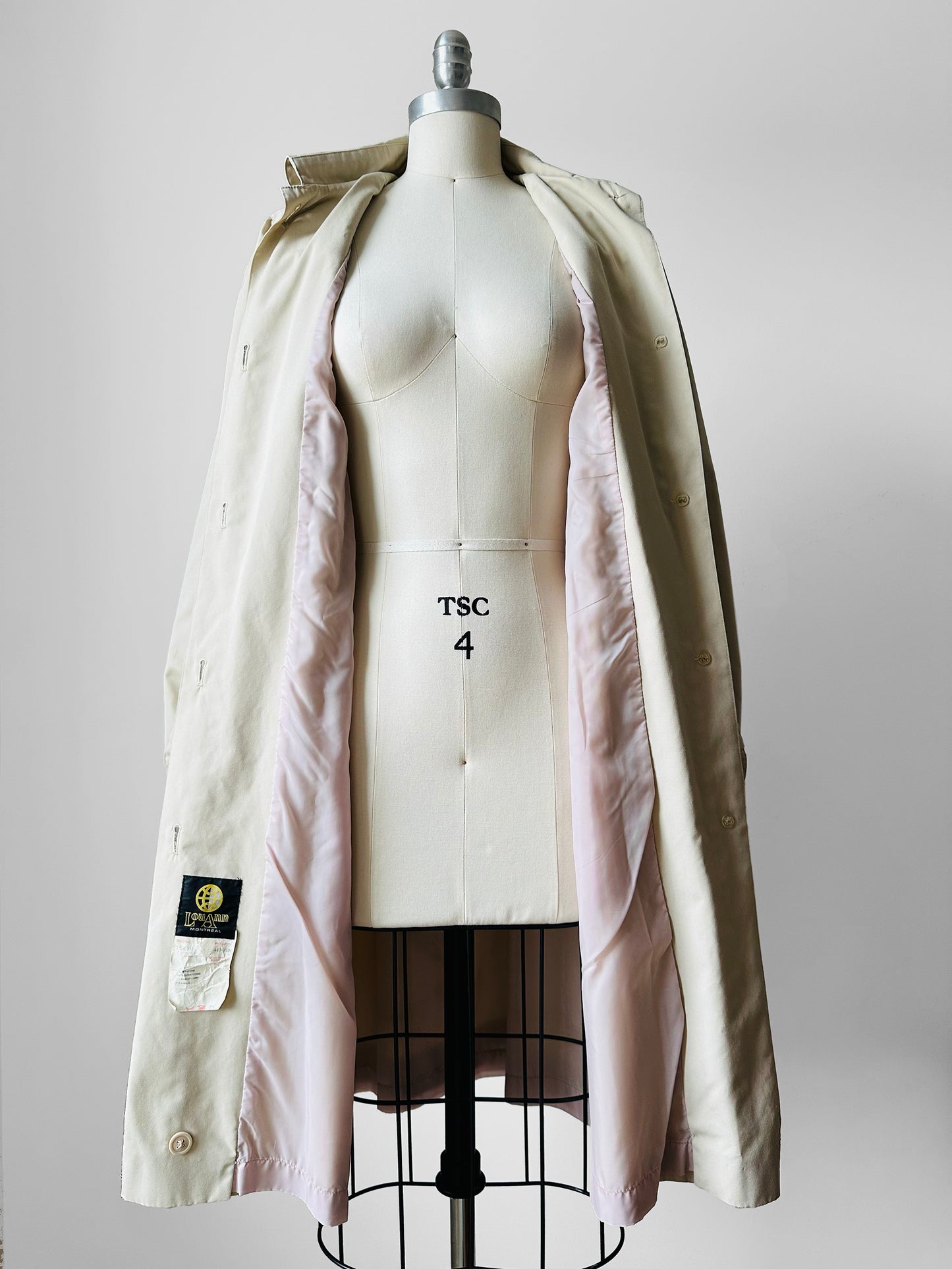 1970s Bone White Belted Spring Trench Coat - Sz. S/M