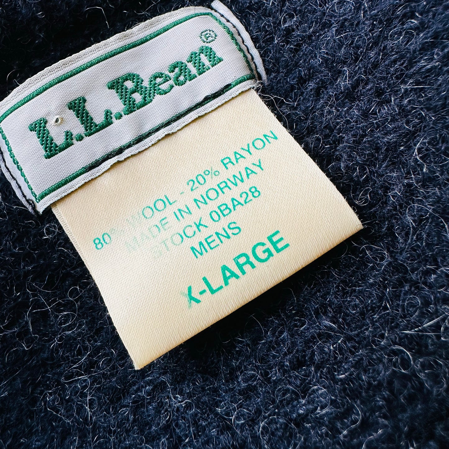 1970s - 1980s Norwegian Navy Blue LL BEAN Chunky Wool Blend Knit Sweater - Sz. O/S