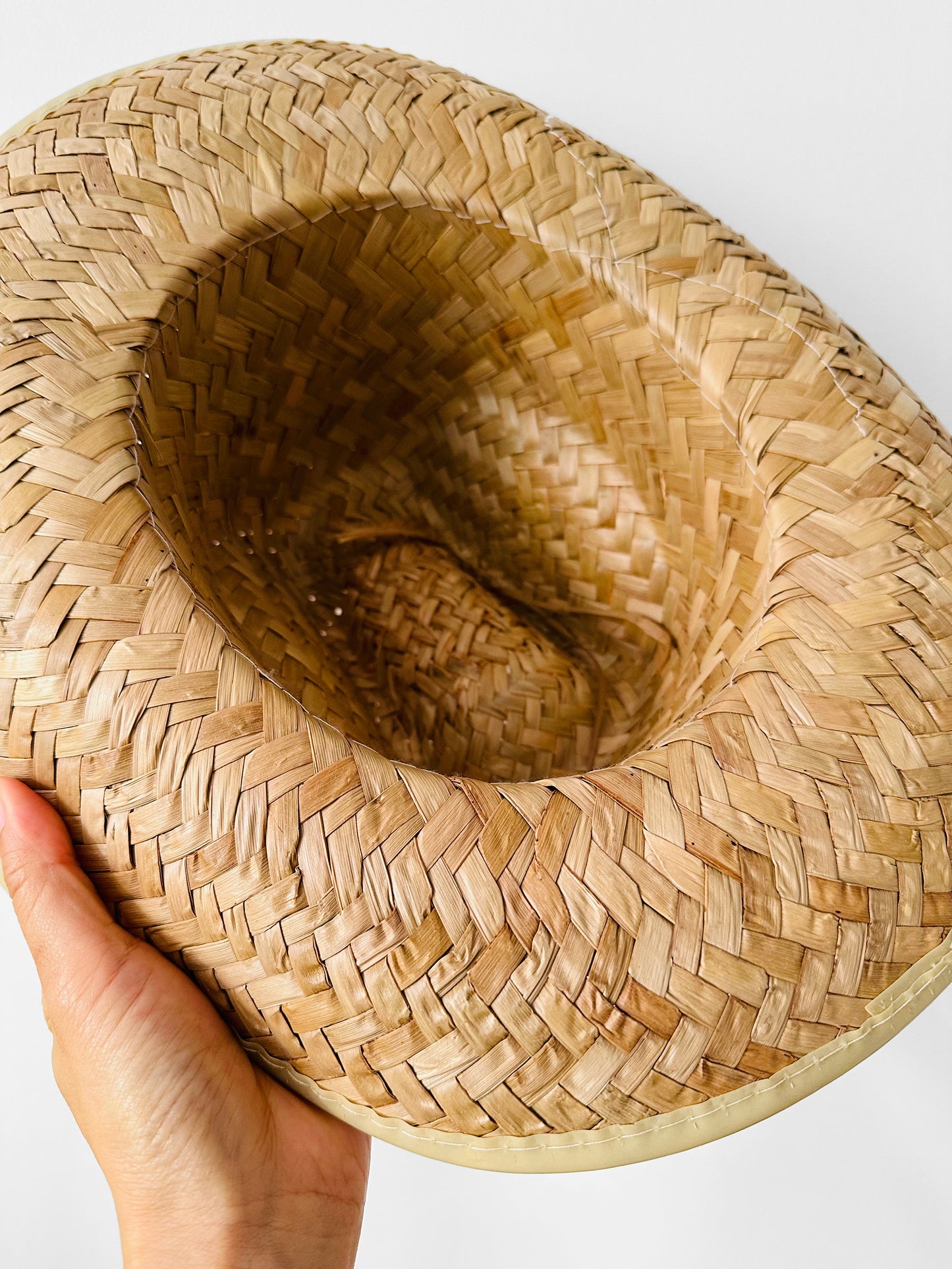1970s Wide-Brimmed Straw Woven Western Farmer Style Summer Sun Hat