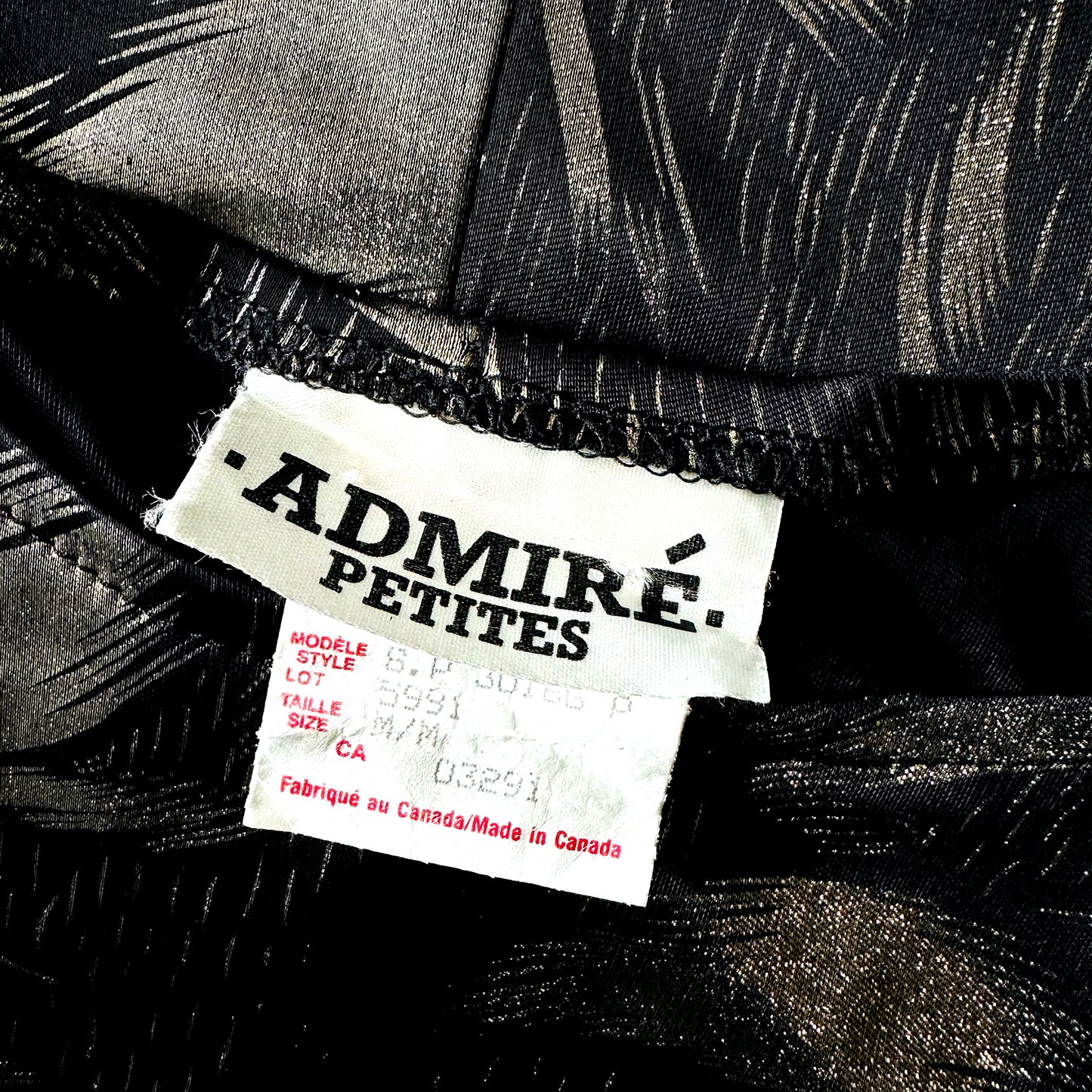 1980s Black and Gold Silky Blouse - Sz. S/M