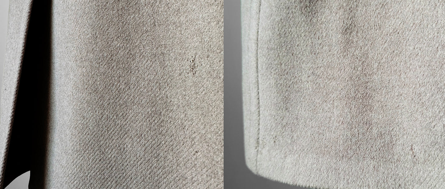 1970s - 1980s Grey Beige Heavy Wool Double-Breasted Overcoat - Sz. Large