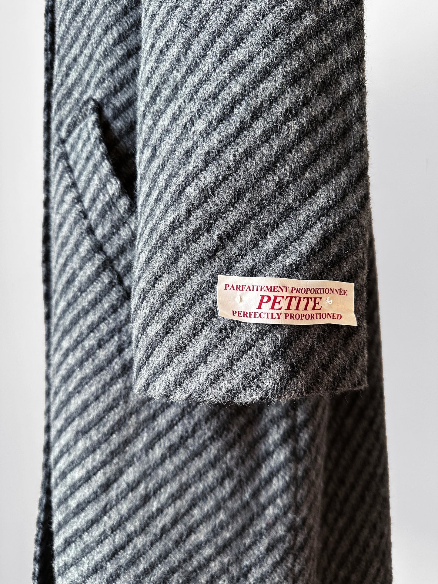 1960s - 1970s Charcoal Grey Stripe Aline Wool Coat - Sz. S/M