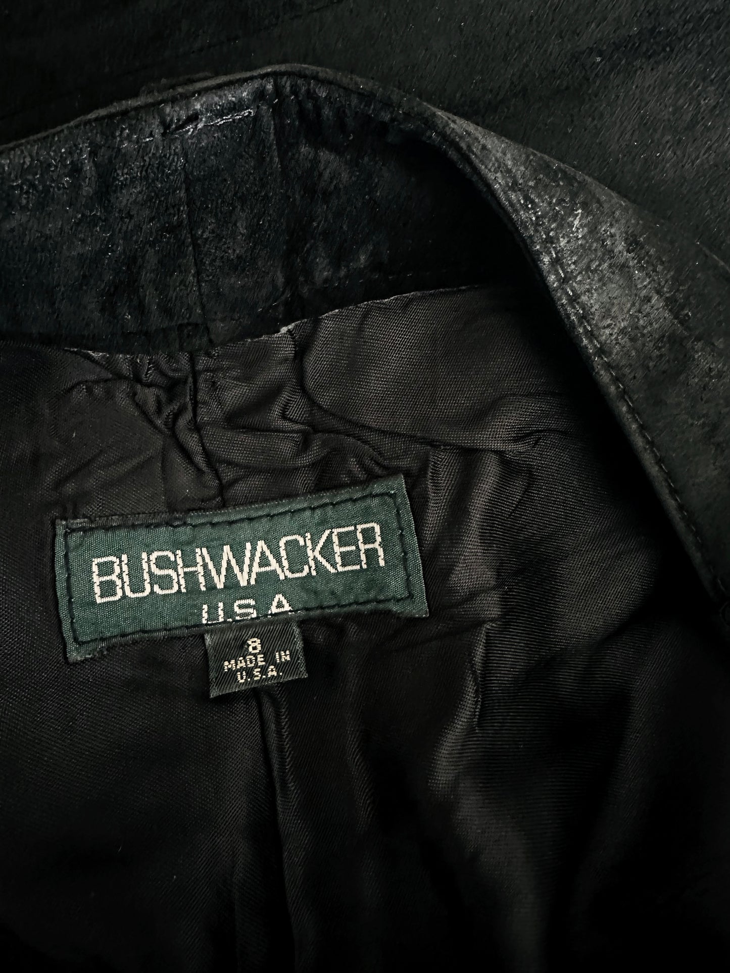 1990s Black High-Waisted Fitted Suede Leather Pant - Sz. Small