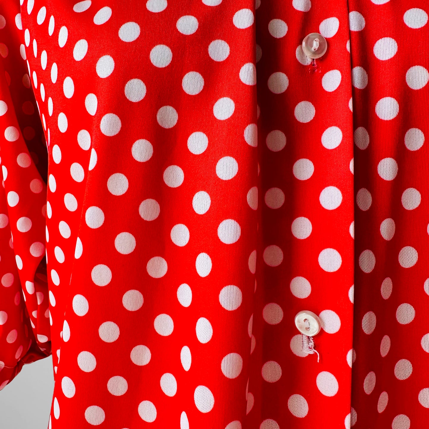 1970s Red and White Polka Dot Blouse - Sz. S