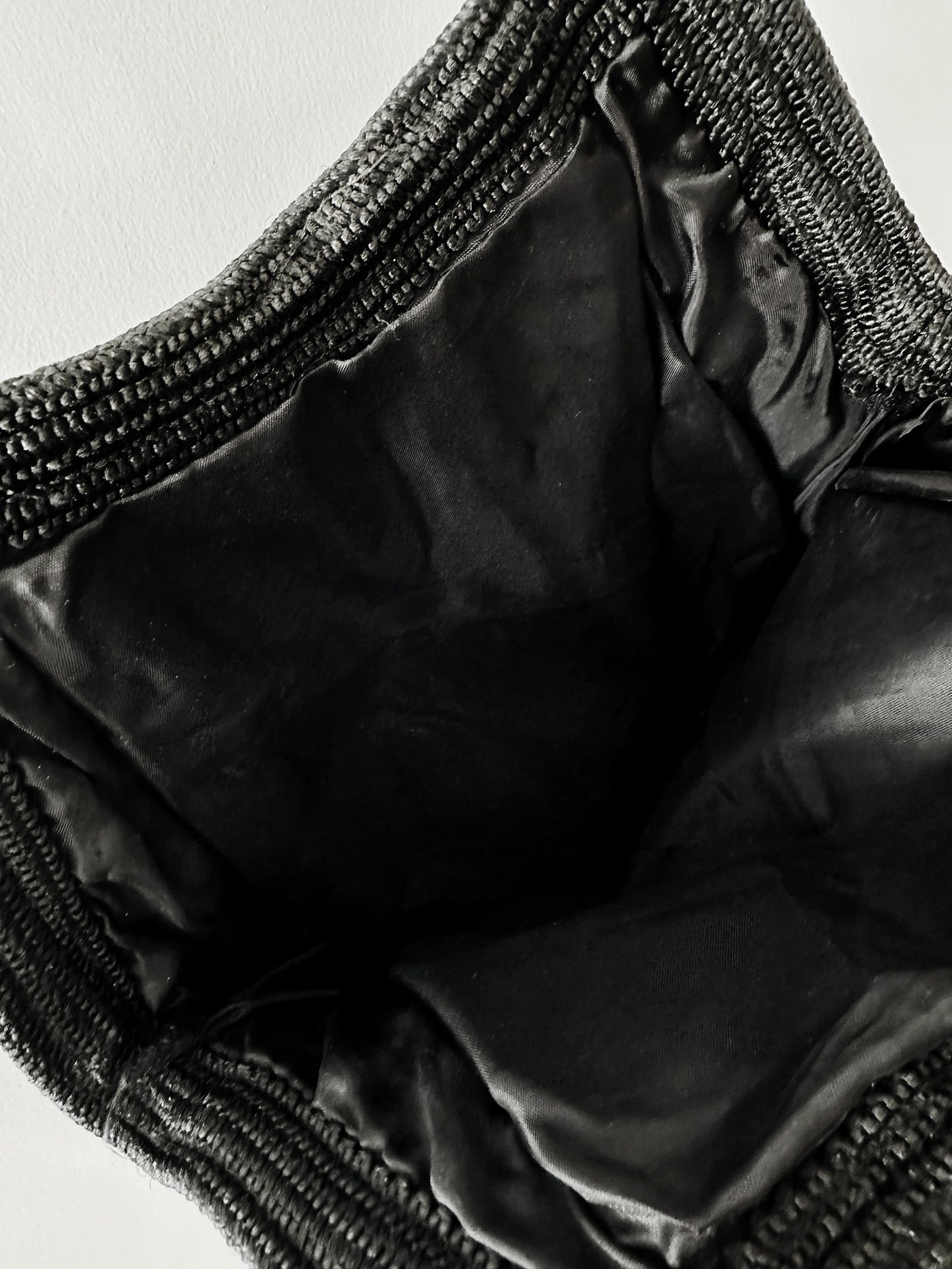 Vintage 1970s Black Woven Bag
