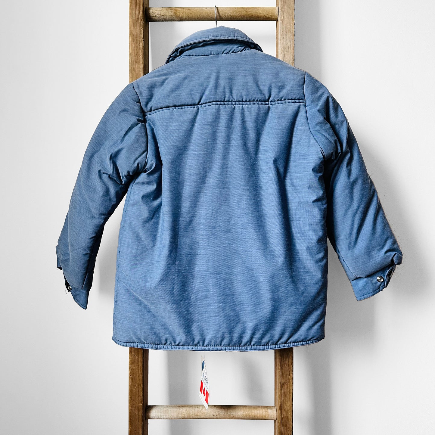 1970s Deadstock Blue MONT JASPER Snap-Button Zip-Front Quilted Kids Winter Jacket