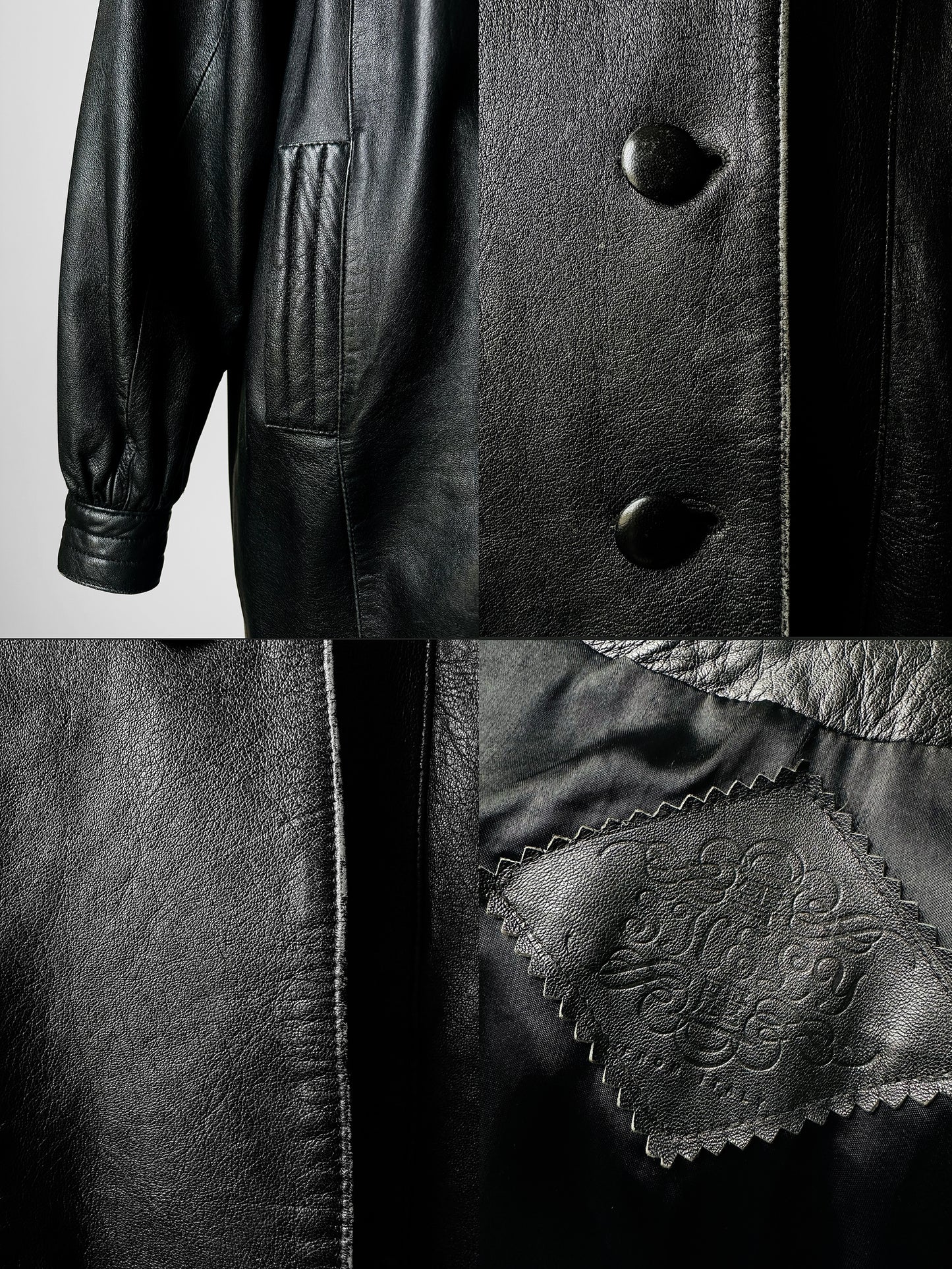 1980s Black Buttery Soft Exaggerated Collared Italian Leather Jacket - Sz. S/M