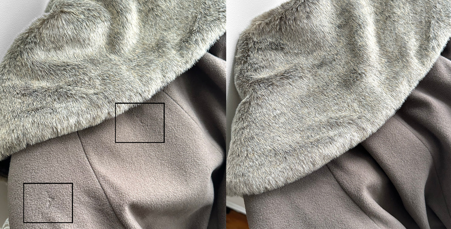 1980s Taupe Faux Fur Collared PARIS Wool Cashmere Belted Coat - Sz. M/L