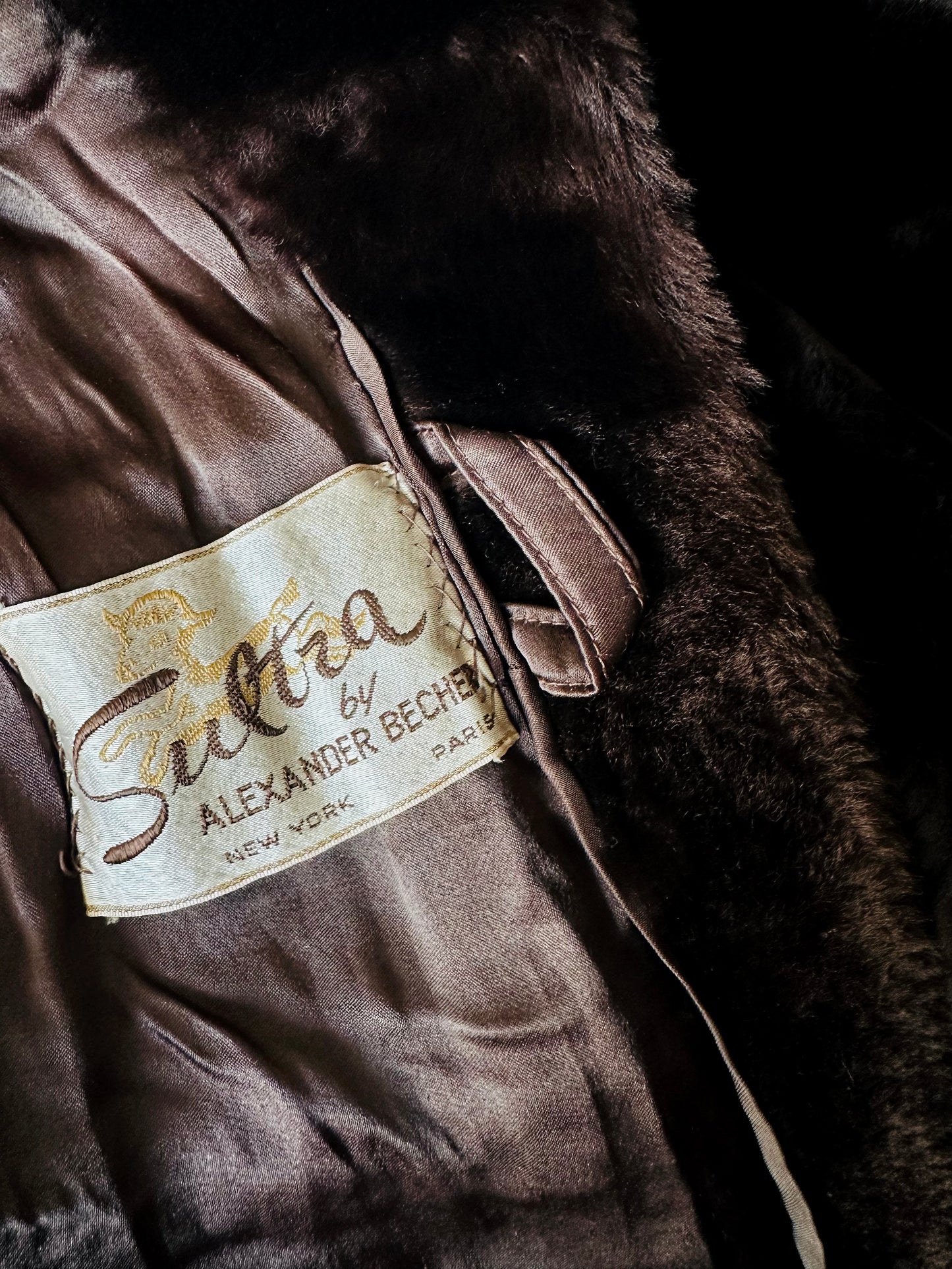 Mid-Century Deep Brown Alexander Becher and Eric's Southampton Lambswool A-Line Teddy Coat - Sz. Small