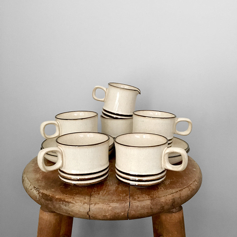 Set of 10 1960s Striped Made in England Denby Drinkware Set