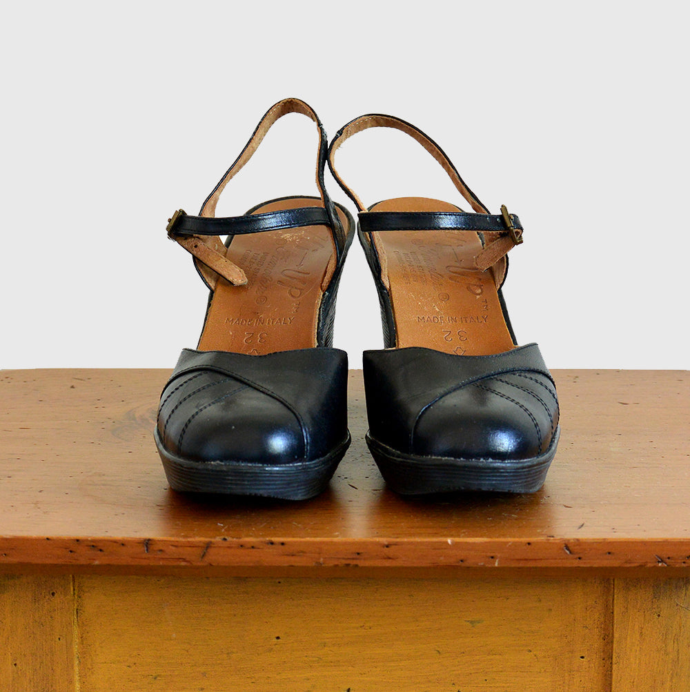 1970s Made in Italy Wave-Sole Hi-Up Famolare Wedge Sandals