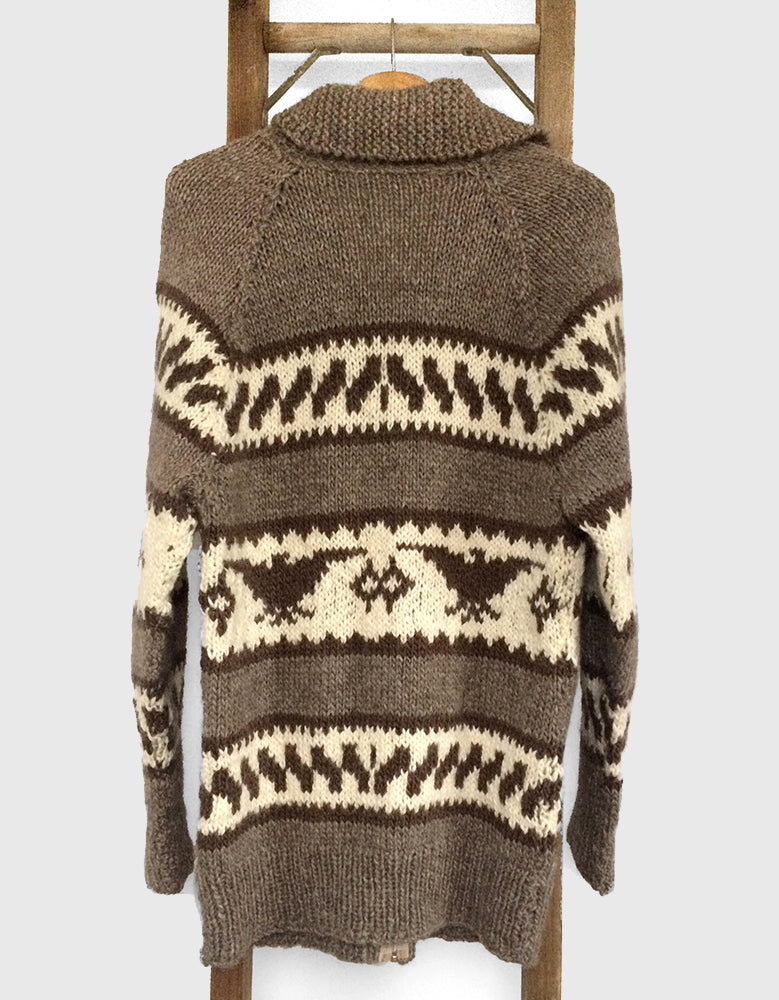 1970s Soft Wool Handmade Eagle Zippered Cardigan