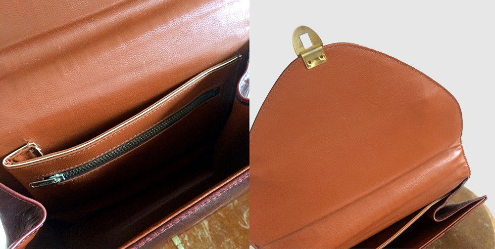 1960s Burgundy Faux Leather Top Handle Handbag