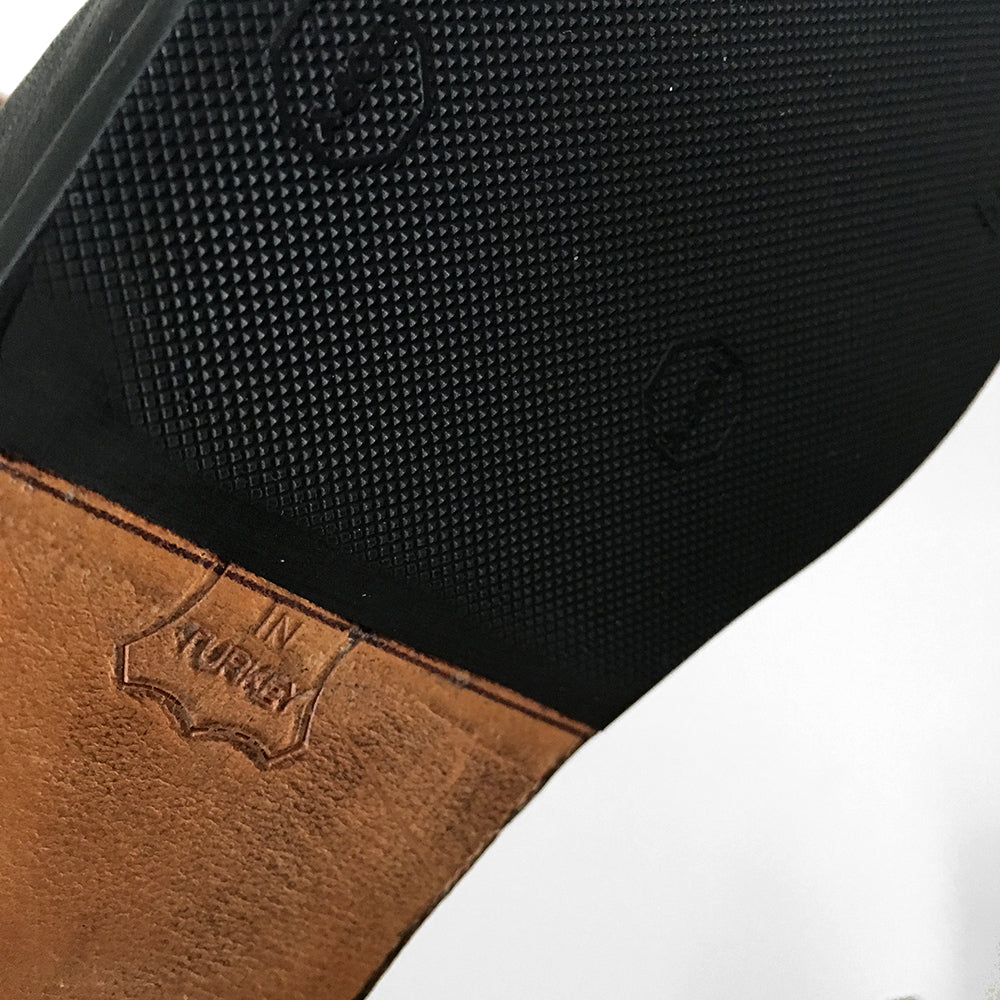 1970s Turkish Woven Rug Kilim Black Leather Flat Heeled Boots