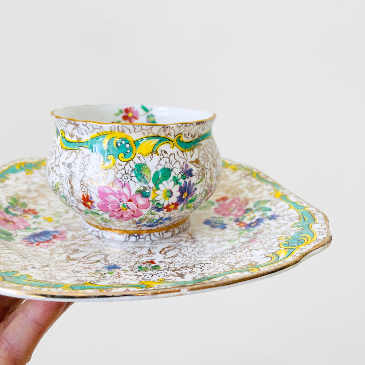 Floral Made in England Golden Floreat Phoenix Bone China Decorative Tea Set