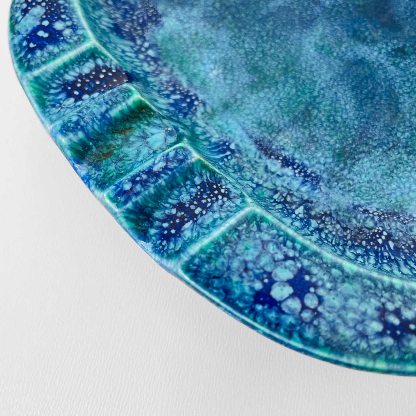 1960s Mid-Century Modern Blue Glazed Ceramic Ashtray