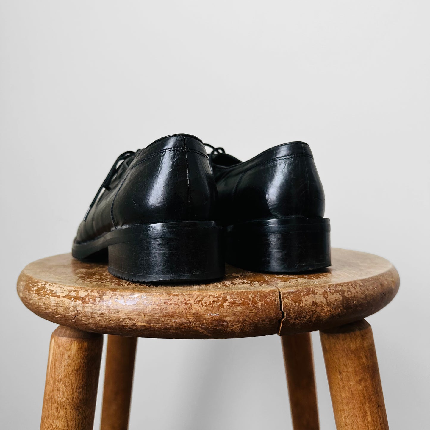 1990s Simard Black Leather Lace-up Shoes Made in Italy - Sz. 39