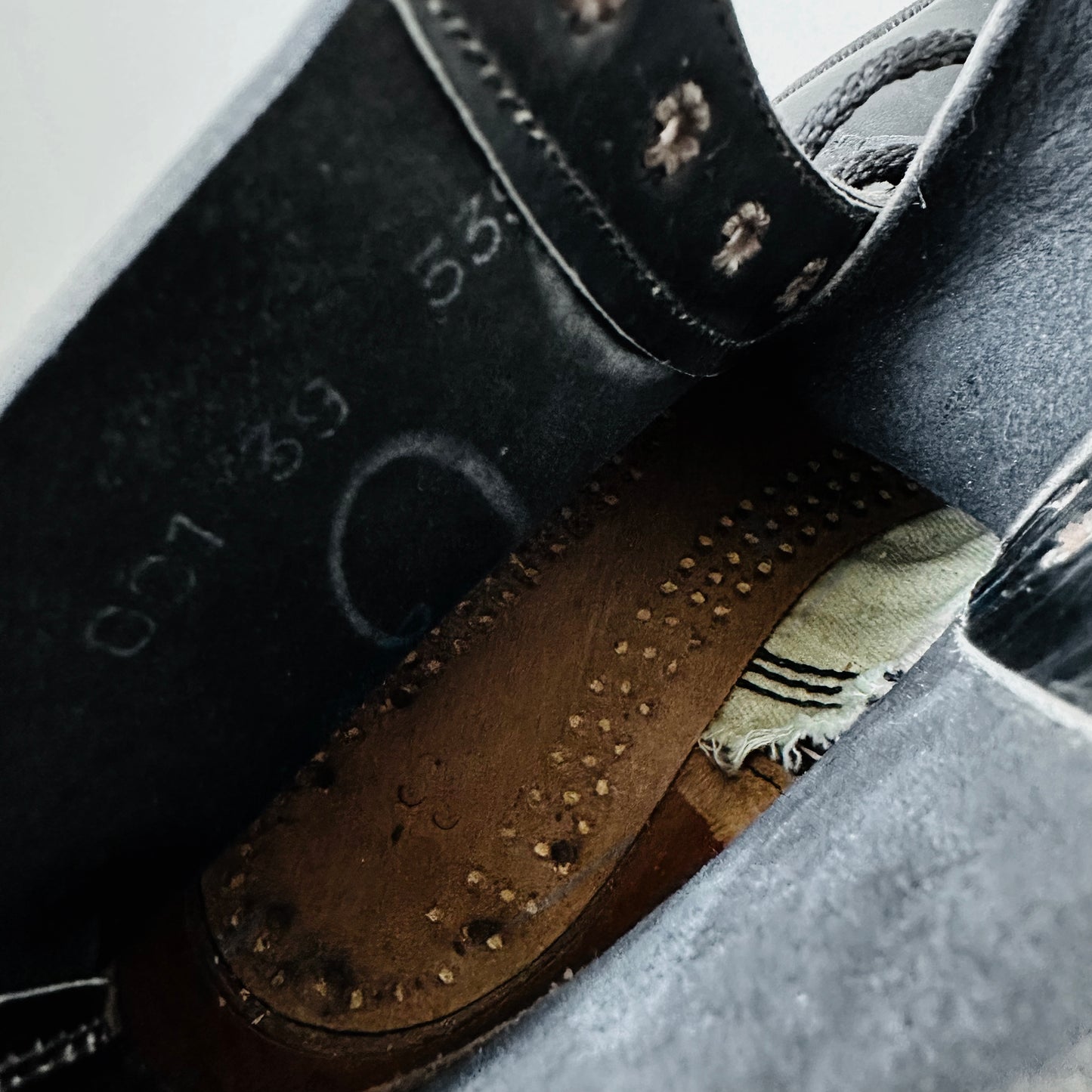 Vintage 1940s - 1950s Well-Worn Black Leather Military Combat Boots - Sz. 39