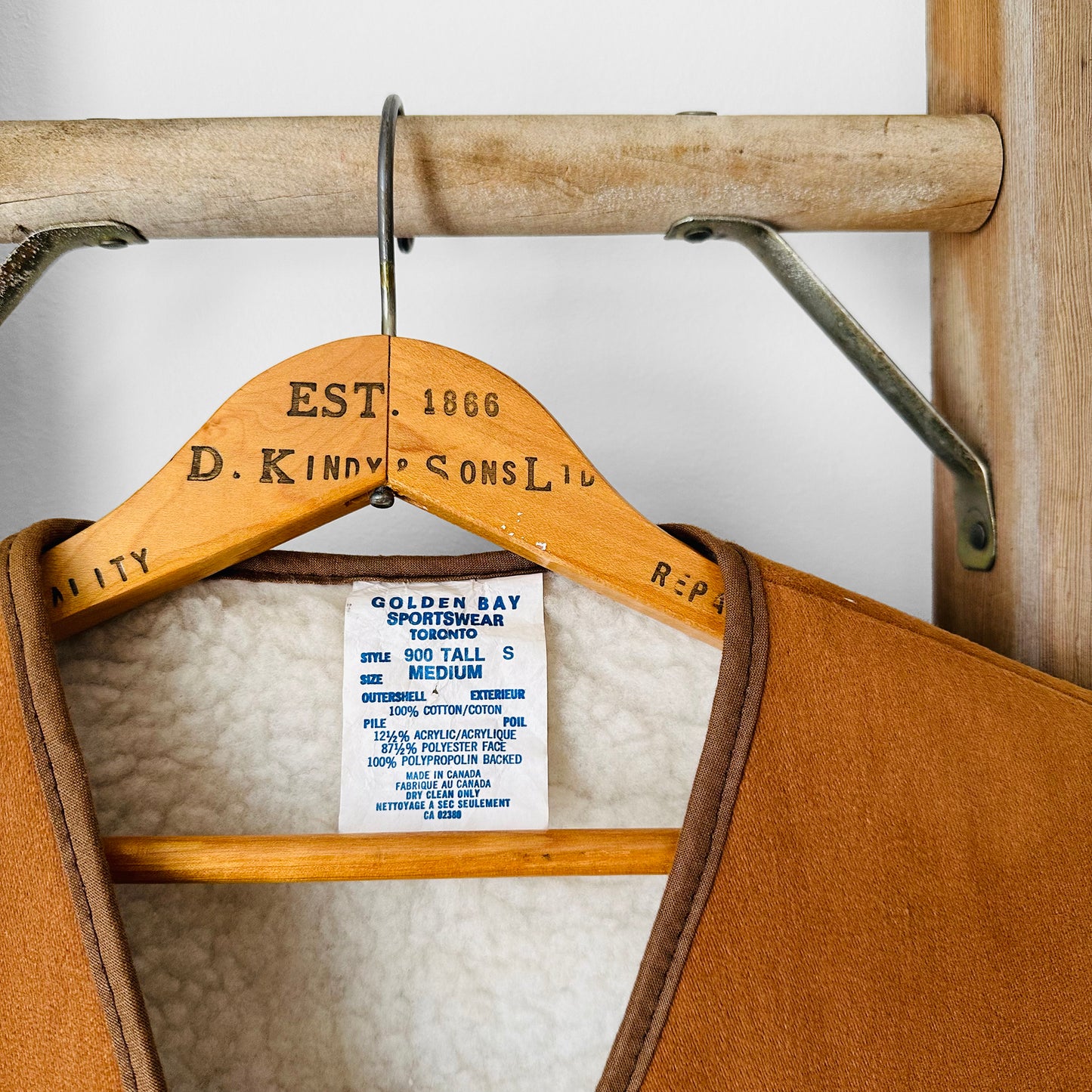 1970s Made in Canada Microfibre Faux Fur Lined Zip Front Knit Detail Vest - Sz. M