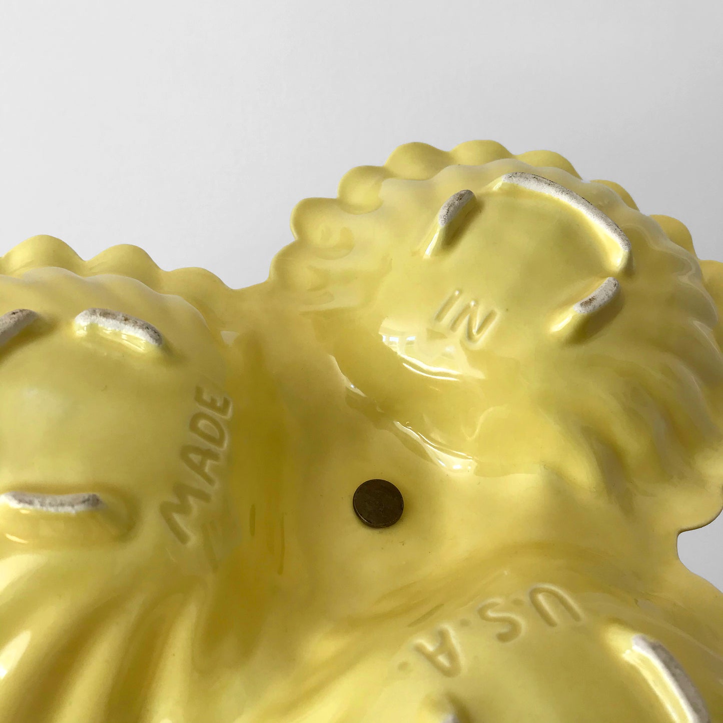 1960s MCM Mid-Century Modern Made in the USA Yellow Candy Dish