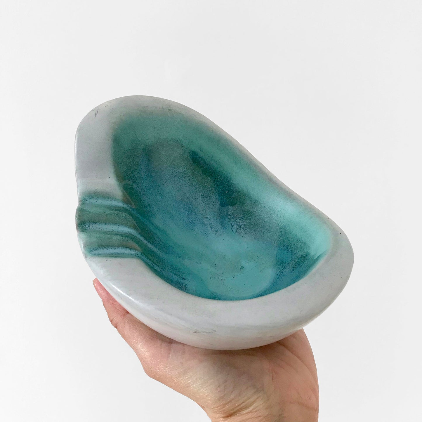 1960s Mid-Century Modern Glazed Ceramic Ashtray and Lighter Set